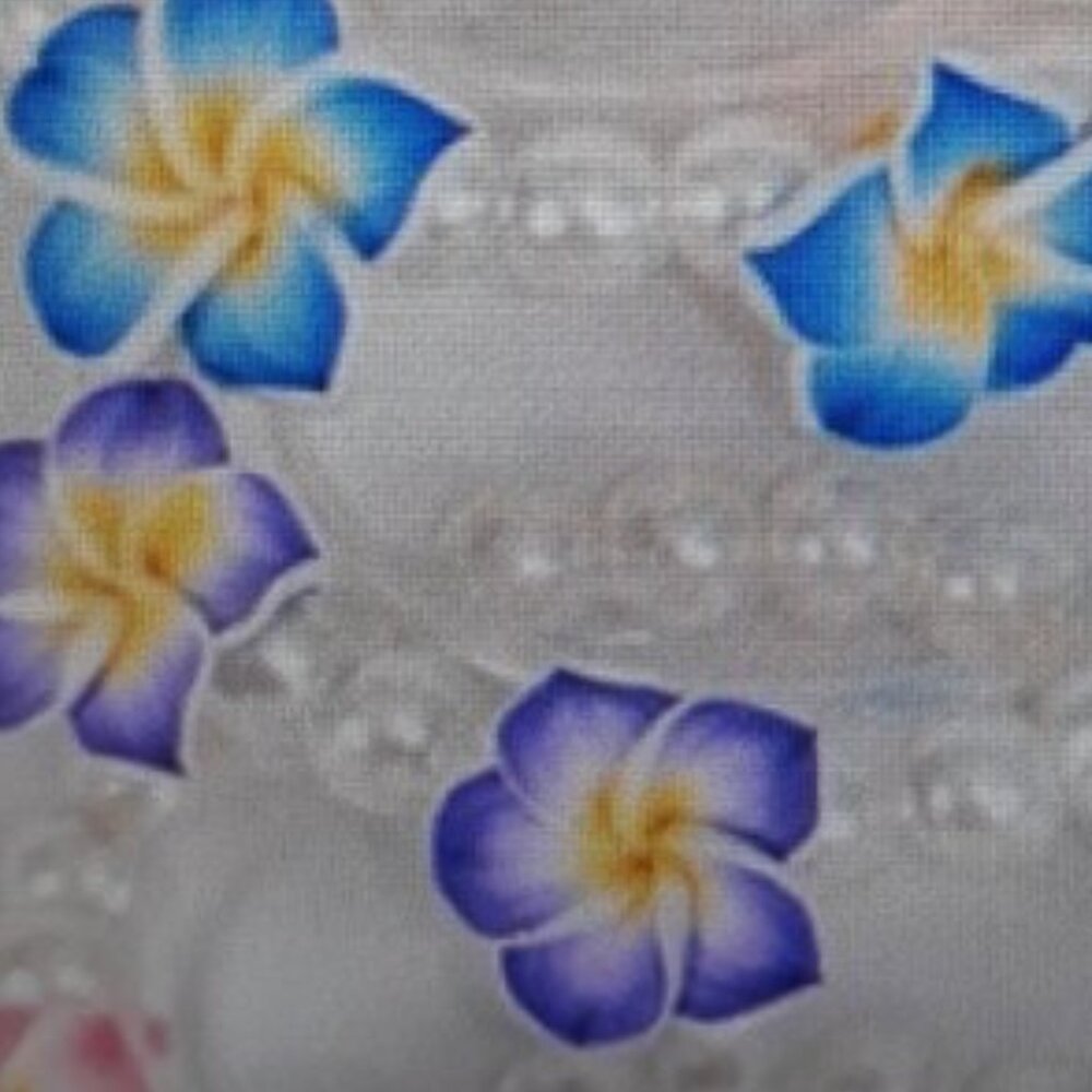 Faux pearl bracelet with Hibiscus Flowers glass pearls n acrylic *Blue